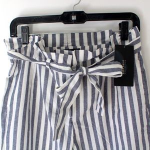 Zara NWT Blue and White Striped Paperbag Pants